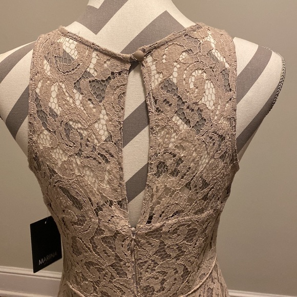 Marina Taupe Lace Dress - Picture 4 of 7